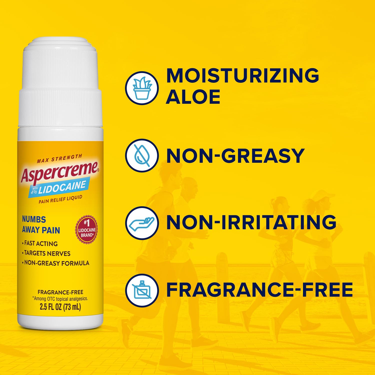 Aspercreme Odor Free Max Strength Lidocaine Pain Relief Liquid with Roll-On No Mess Applicator, 2.5 oz. Aspercreme buy australia supplements