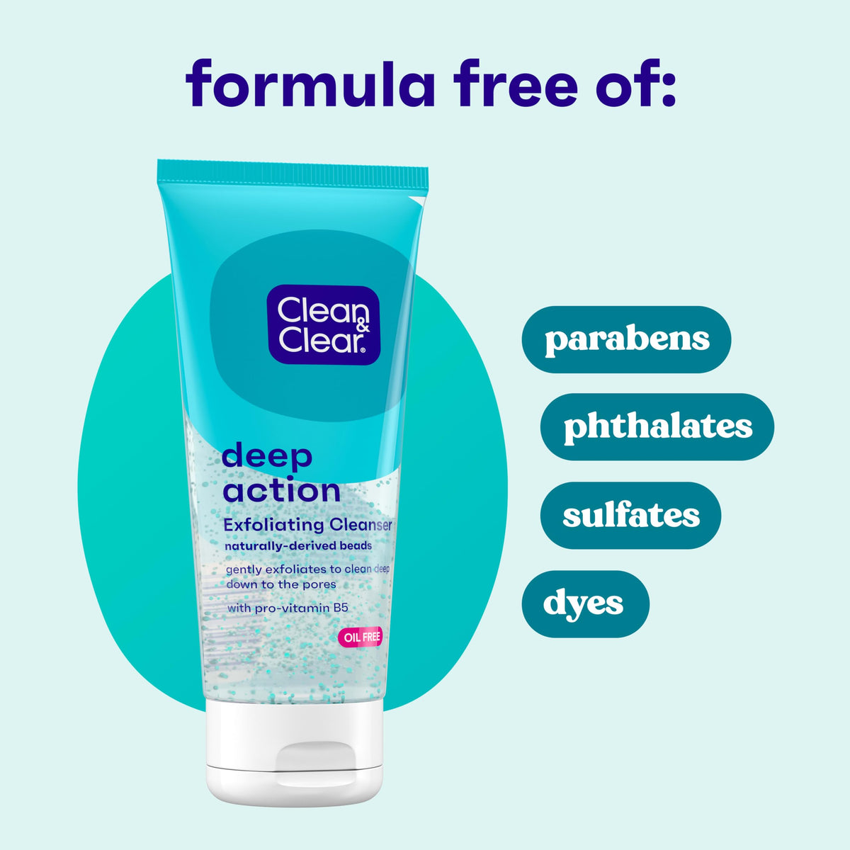 Clean & Clear Oil-Free Deep Action Exfoliating Facial Cleanser, 7 fl oz Clean & Clear