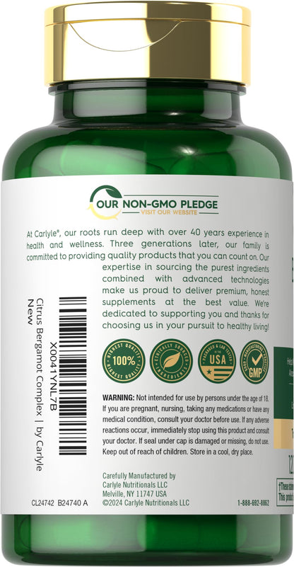 Carlyle Citrus Bergamot Supplement | Extract Complex | 120 Capsules | Non-GMO, Gluten Free Carlyle