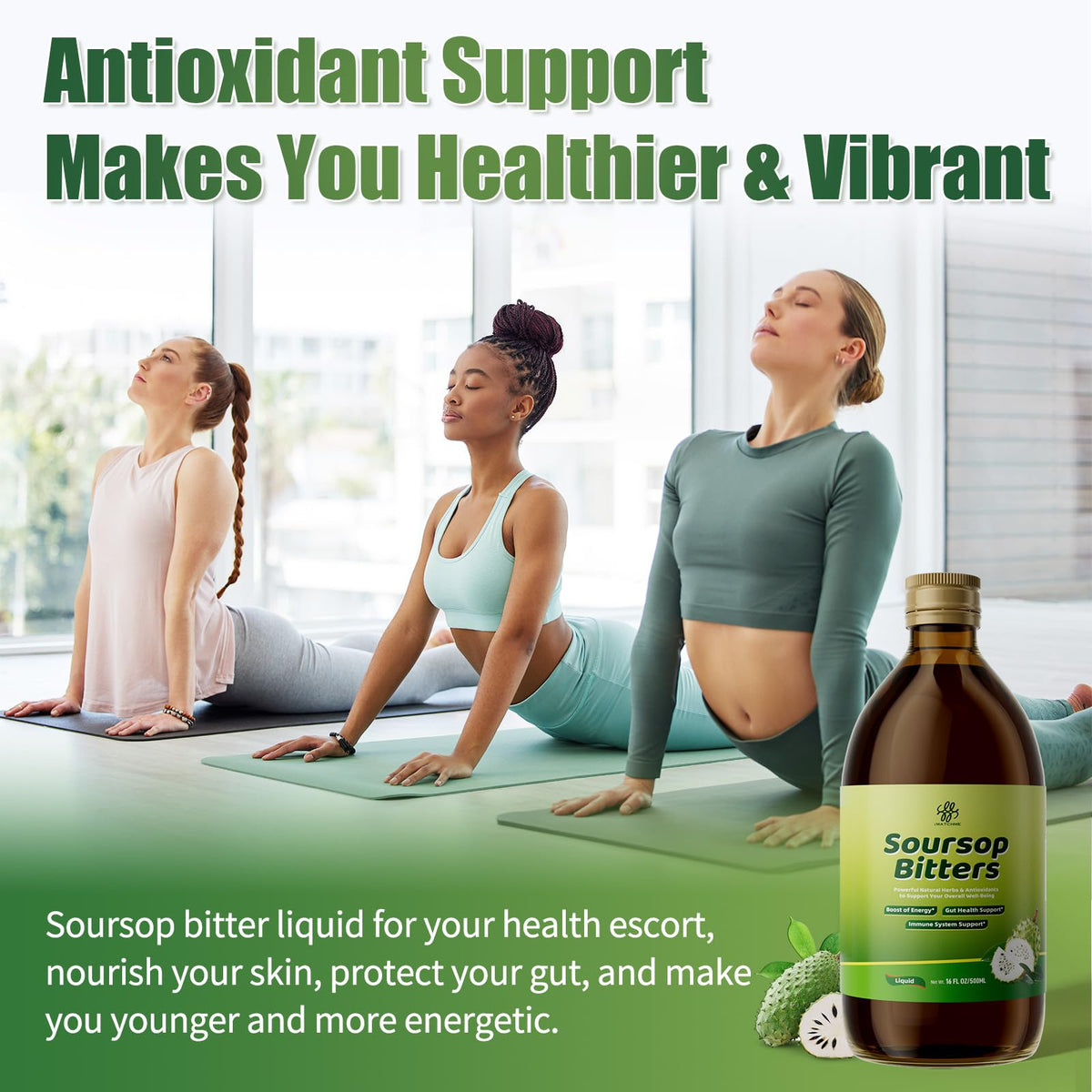 Soursop Bitters Liquid for Digestive Health,Gut Detox&Cleanse,Antioxidant,Immune Support,Skin Health-Pure 15 Herb Guanabana Tea with Black Seed,Moringa & Turmeric iMATCHME