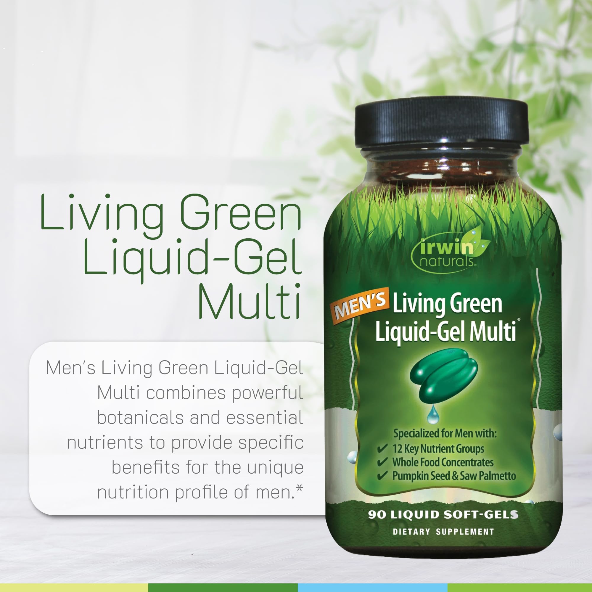 Irwin Naturals Men's Living Green Liquid-Gel Multi - 70 Essential Nutrients, Full-Spectrum Vitamin Supplements for Men, Wholefood Blend - Promotes Brain & Adrenal Support - 120 Soft-Gels (3 Pack) Irwin Naturals buy australia supplements