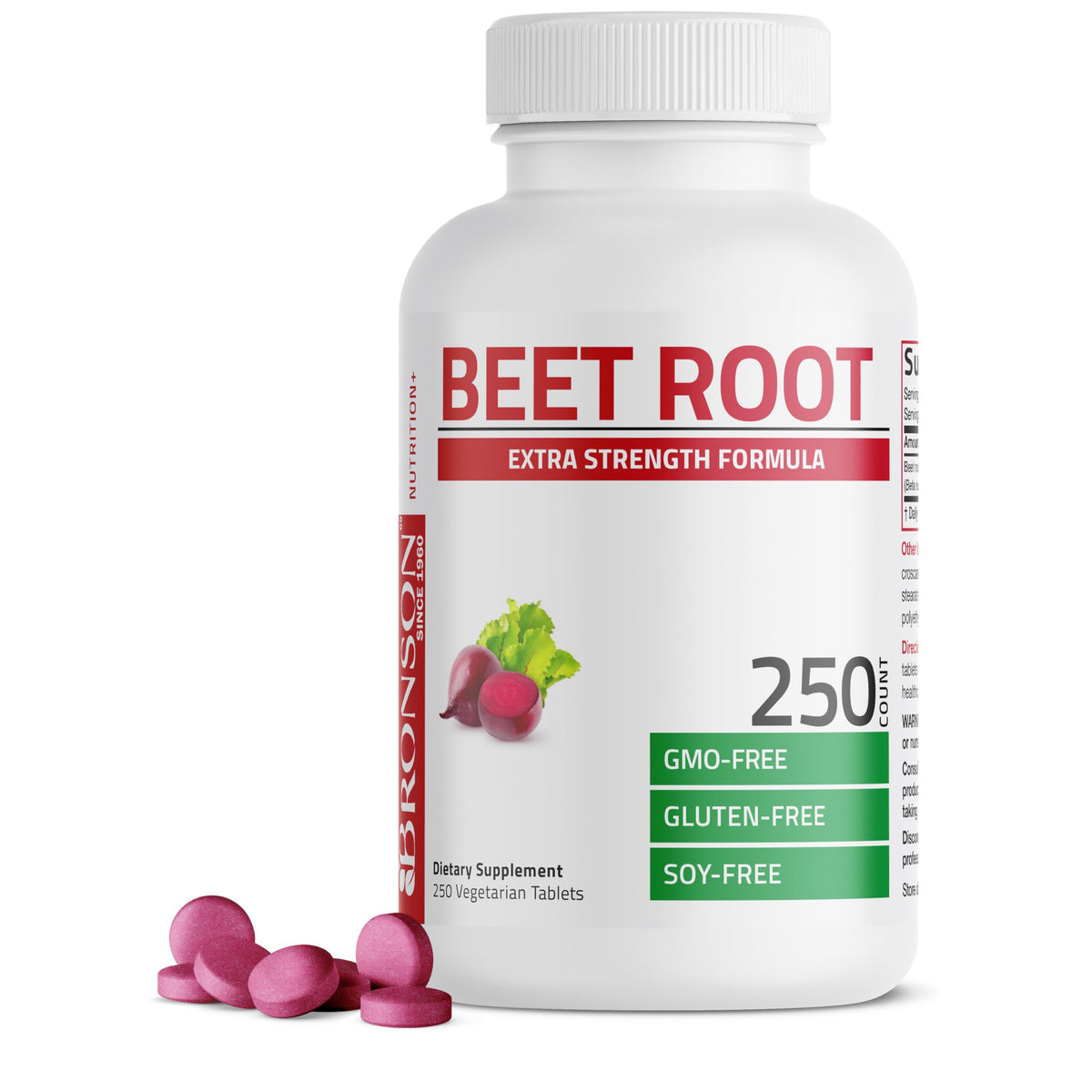 Bronson Beet Root Extra Strength, Non-GMO, 250 Vegetarian Tablets Bronson