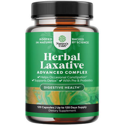 Herbal Laxative Capsules with Probiotics – Natural Laxatives for Constipation with Senna Leaf, Psyllium, Aloe Vera – Colon Cleanse for Women & Men - Detox for Gut Health & Weight Management – 60 Count Gsupps Australia