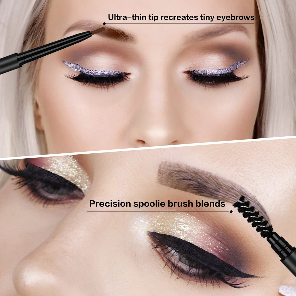 3Pcs Waterproof Eyebrow Pencil Dark Brown, Premium Eye Brow Pencil Brn with Spoolie Brush, Longwearing for Perfect Brows, Professional, Precision, Defines, Double-ended Eyebrow Pen for Women, O'CHEAL O'CHEAL