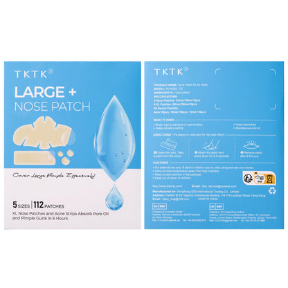 TKTK Hydrocolloid Pimple Patches, XL Nose Pore Strips 91 x 48 mm, 112 Count TKTK