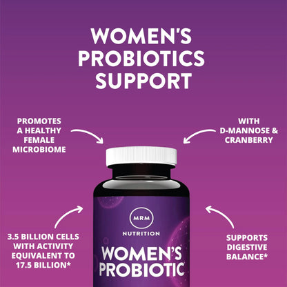 MRM Nutrition Women's Probiotics - Patented Formula Supports Urinary Tract, Vaginal, & Immune Health for Women, Prebiotic Supplement, 3.5 Billion Cells MRM