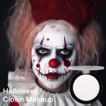 UCANBE Goth White Cream to Powder Foundation Makeup, Professional Clown White Face Body Paint with Matte Finish for Halloween, SFX Makeup, Cosplay, Costume, Stage, Mime & Film(0.52oz) UCANBE