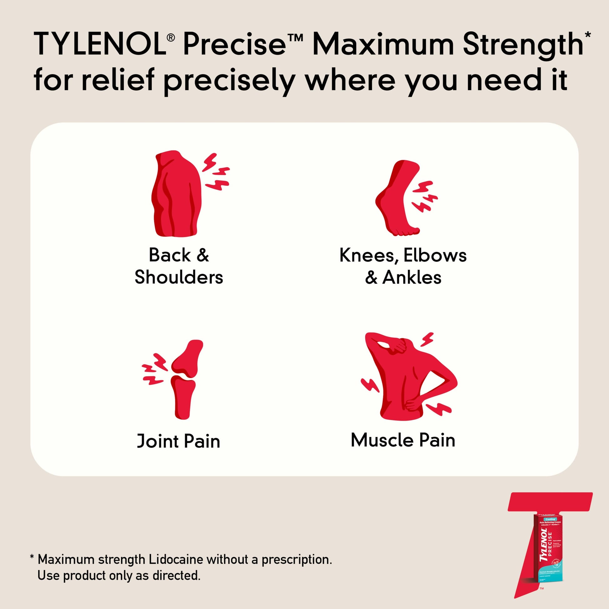 Tylenol Precise Cream, Cooling Sensation Pain Relief, Roll‑On, Lidocaine 4%, Menthol 1%, Targeted Maximum OTC Strength Combination for Back, Muscle and Joint, Numbing Cream Rollerball Applicator, 4 oz Tylenol buy australia supplements