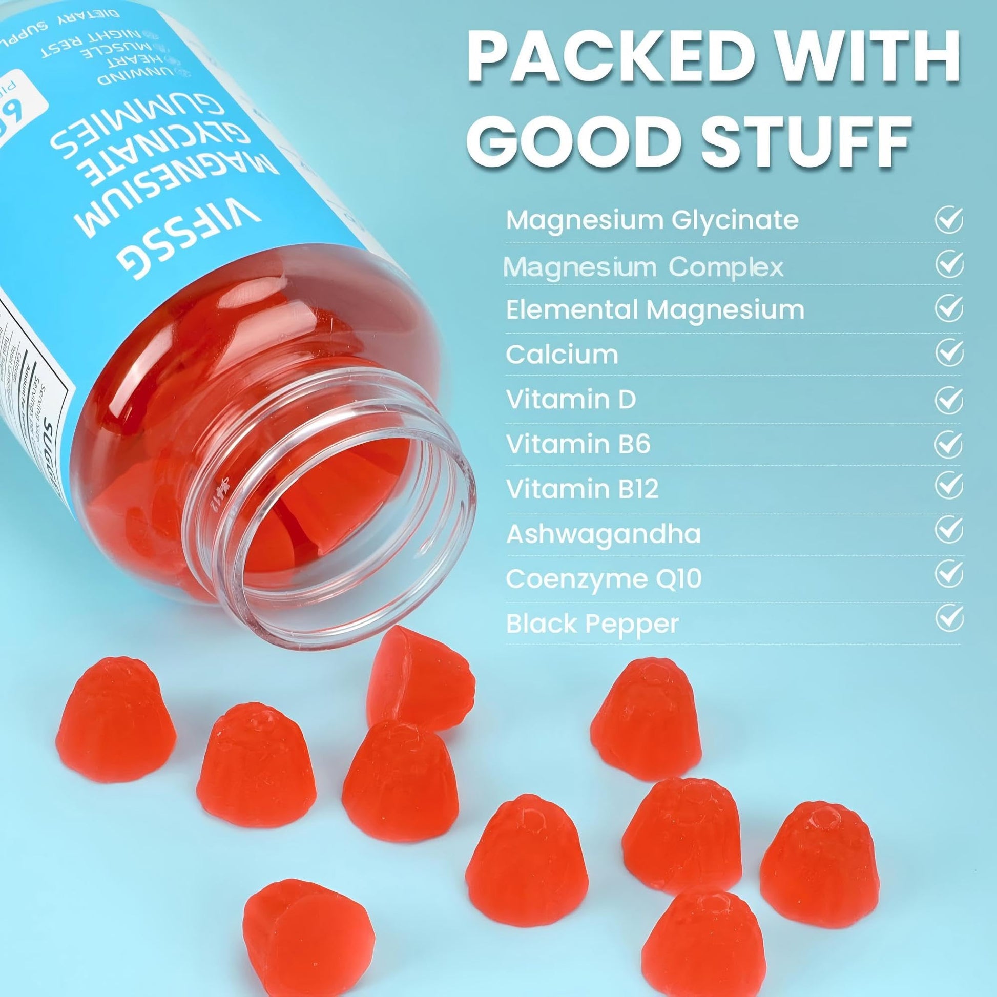 Magnesium Glycinate Gummies 400mg, Sugar Free Gummies with Magnesium L-Threonate 200mg - Magnesium Supplement Chewable Gummies for Women & Men Vegan, Organic Gummies 60 Count VIFSSG buy australia supplements