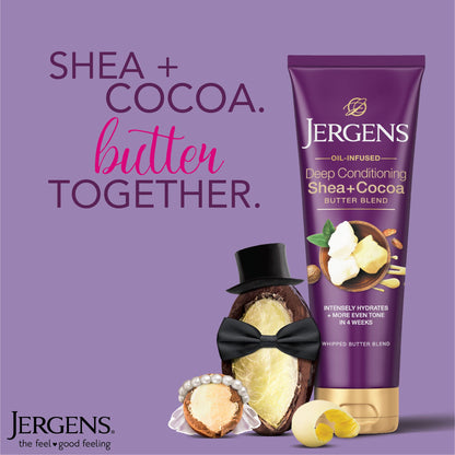 Jergens Shea and Cocoa Whipped Body Butter Lotion, Tone Enriching Hand And Body Lotion for Dry Skin, with Vitamins B3 & E, 8.5 Oz Jergens