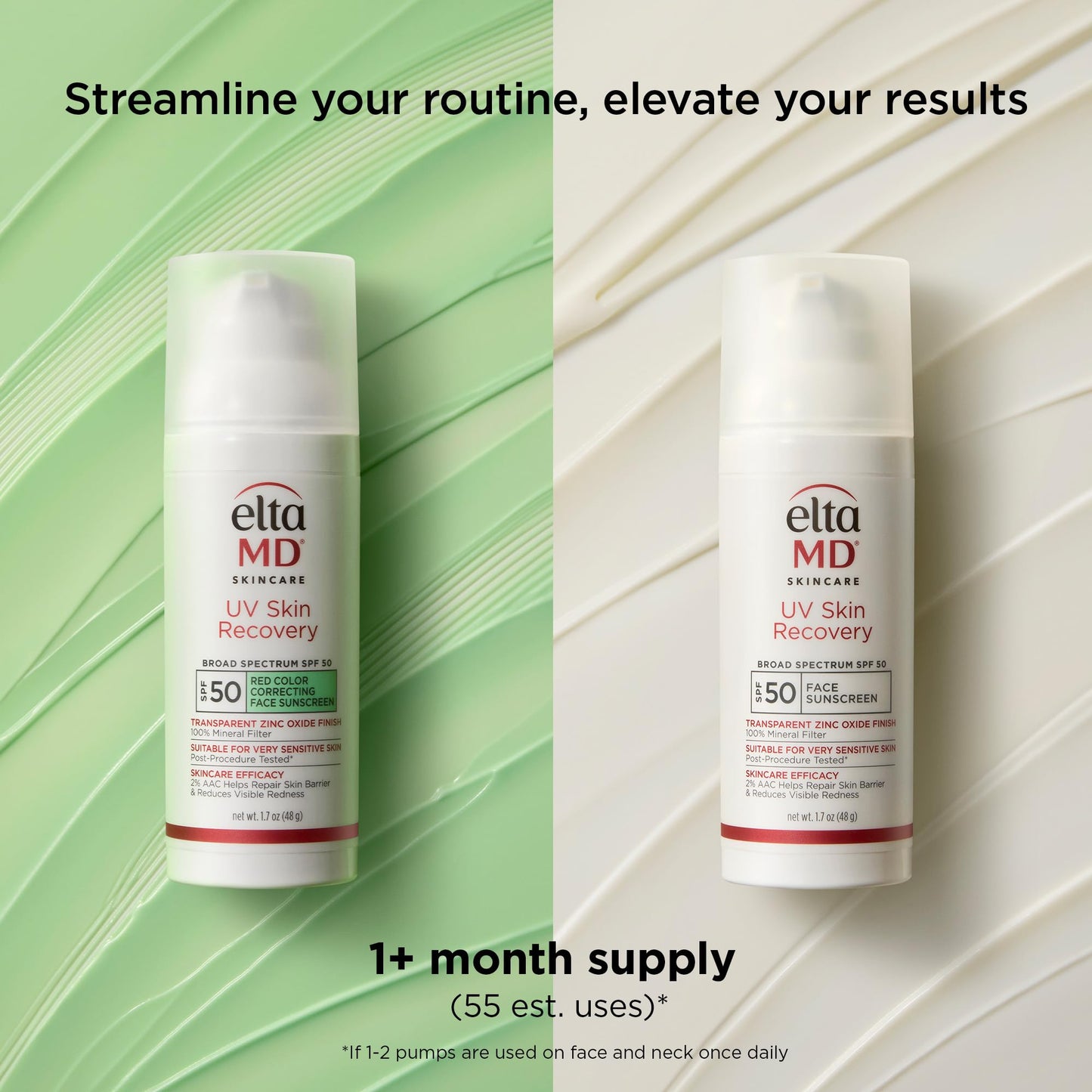 EltaMD UV Skin Recovery Green Tint 100% Mineral Sunscreen, SPF 50, Redness Correcting EltaMD