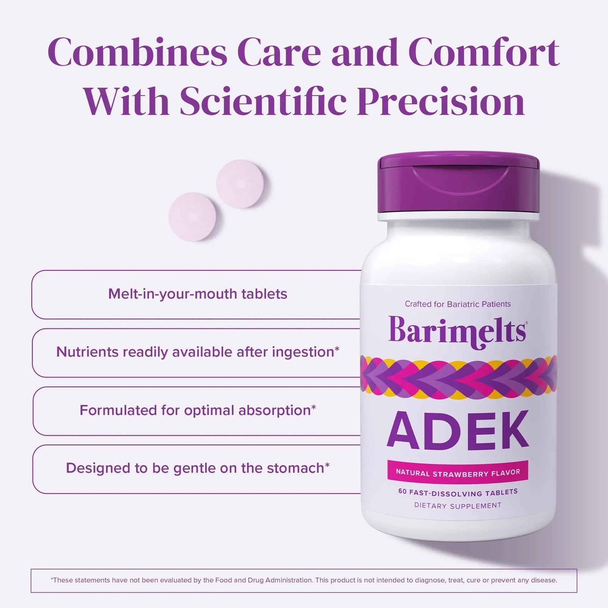 Barimelts ADEK - 60 Fast-Dissolving Tablets (2-Month Supply) - Sugar-Free Bariatric Vitamins for Women Including Vitamin A, Vitamin D, Vitamin E BariMelts buy australia supplements