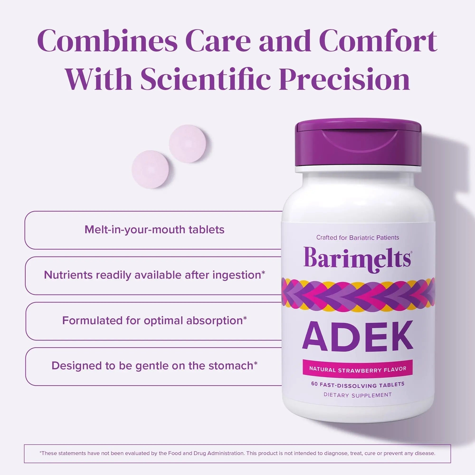 Barimelts ADEK - 60 Fast-Dissolving Tablets (2-Month Supply) - Sugar-Free Bariatric Vitamins for Women Including Vitamin A, Vitamin D, Vitamin E BariMelts buy australia supplements