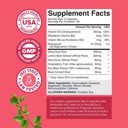 Natures Craft Complete Herbal Menopause Supplement for Women - Female Hormone Balance Capsules for Night Sweats Hot Flashes & Mood Swings with Dong Quai, Chaste Berry & Black Cohosh Root - 60 Count Gsupps Australia