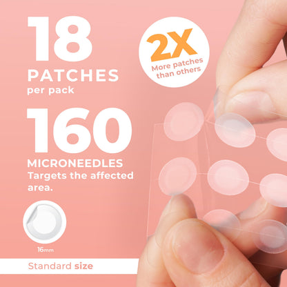 PatchRx Micro Needle Pimple Patch (18 Pack) - Hydrocolloid Micropoint Pimple Patch For Acne & Pimples, Microdart Patch, Micro Dart Pimple Patches PatchRx