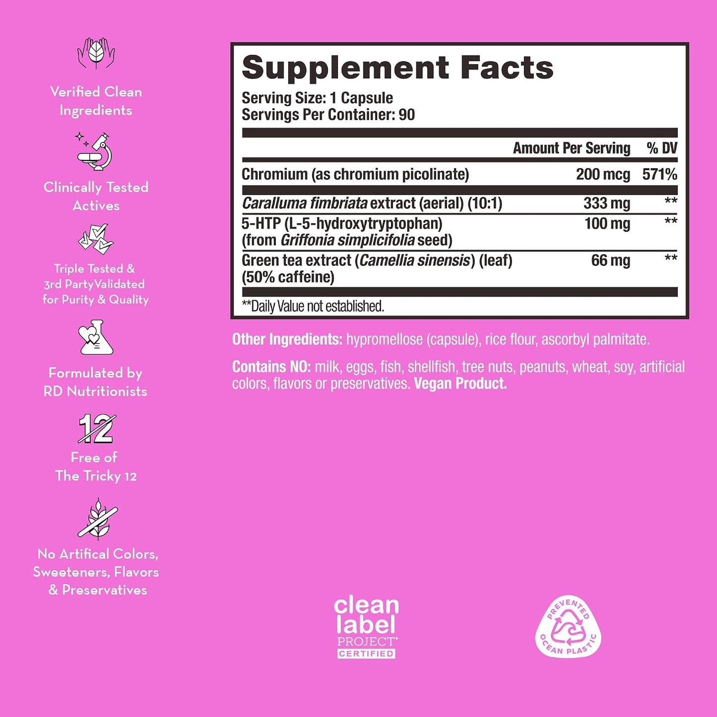 HUM Skinny Bird Green Tea Extract Appetite Support for Women with 5HTP, Chromium, Caralluma Fimbriata, Gluten Free and Vegan, Green Tea Extract Capsules Supplements for Women, 90 Capsules