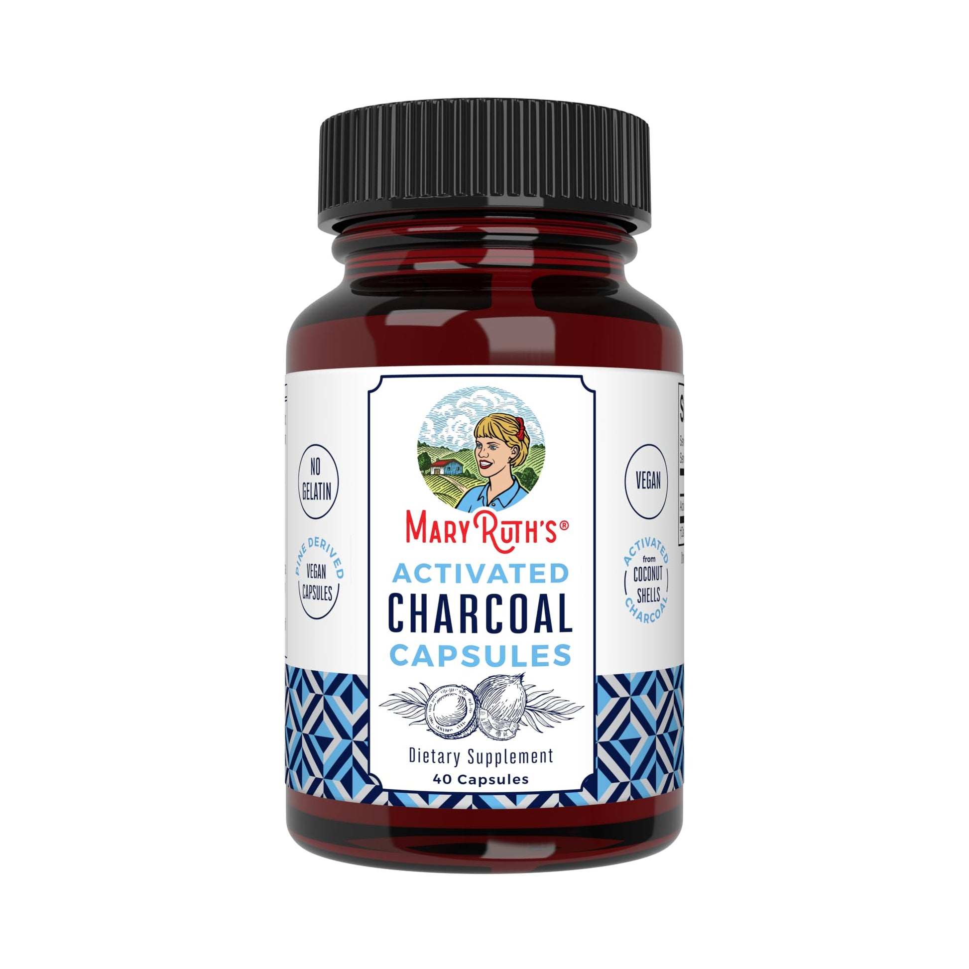 MARYRUTH'S Organics Activated Charcoal Capsules | Substance Adsorption | Derived from Coconut Shells | Vegan Capsules from Pine Trees MARYRUTH'S