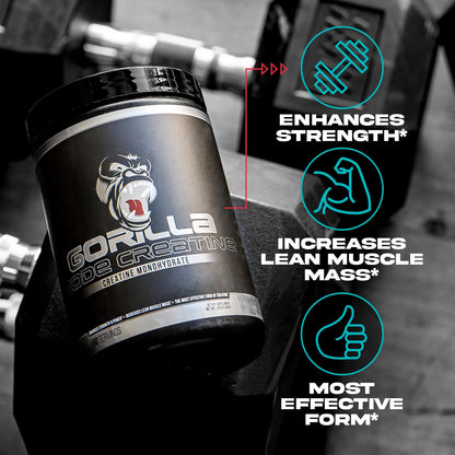 Gorilla Mind Creatine Monohydrate Micronized Powder, Improved Muscle Size, Power Output and Strength, 5 Grams per Serving, 100 Servings