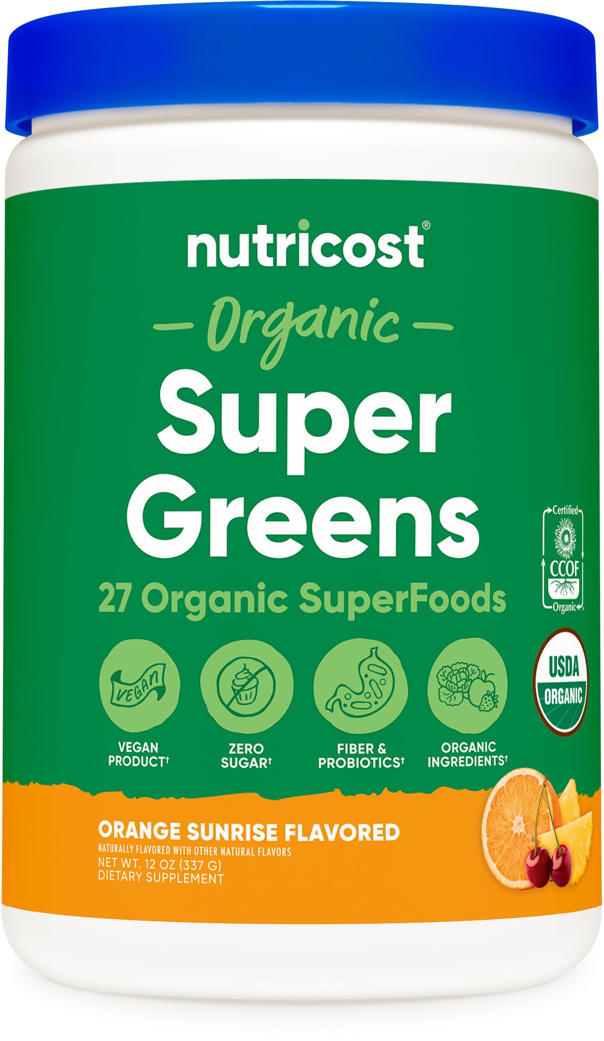 Nutricost Organic Super Greens Powder (30 Servings) Orange Sunrise Flavor - Superfood Supplement Drink Mix Nutricost buy australia supplements