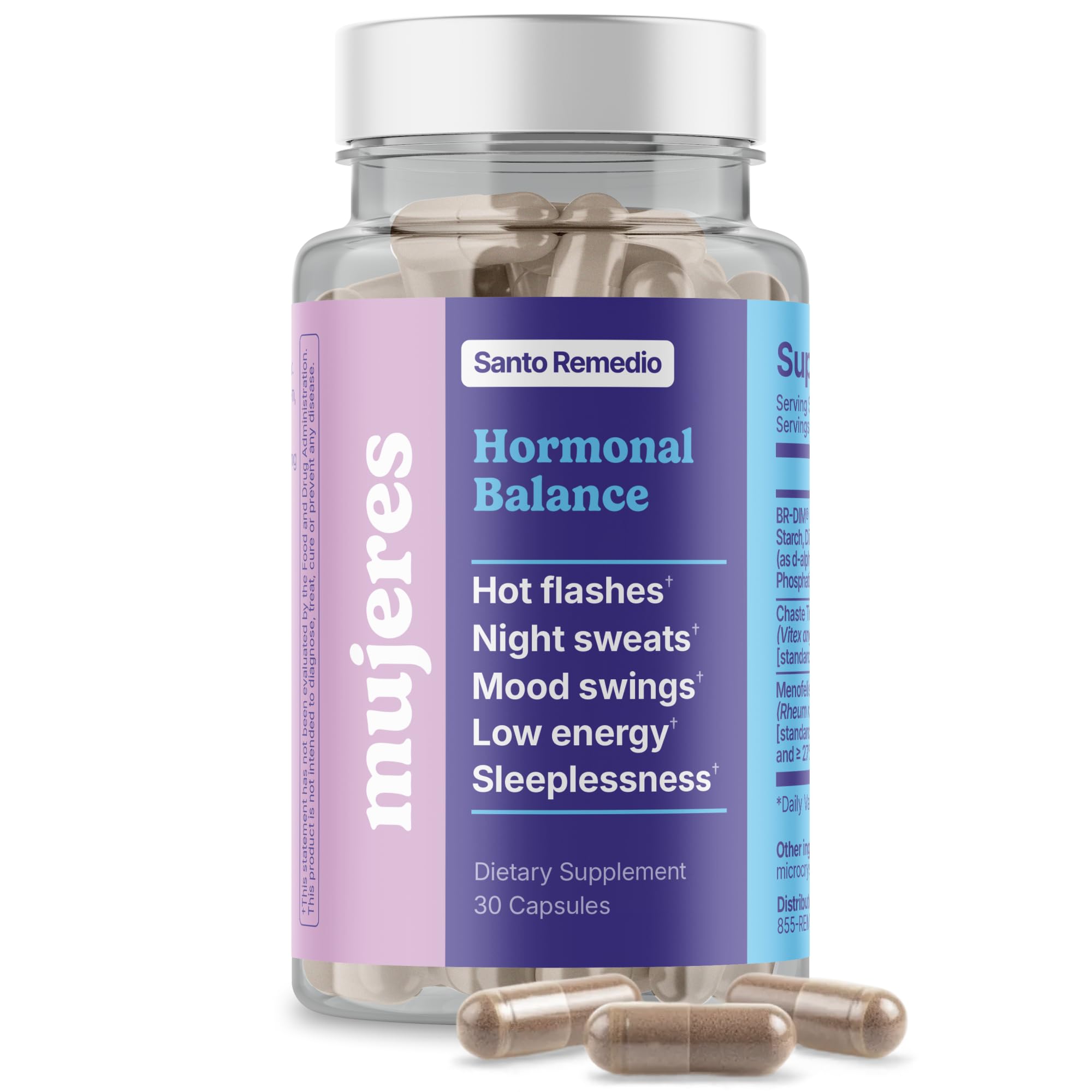 Santo Remedio Hormonal Balance for Women | Menopause Support for Hot Flashes, Night Sweats & Mood Swings | Hormone-Free Formula with Siberian Rhubarb, Chaste Tree & DIM | Doctor Juan Rivera Product Santo Remedio buy australia supplements
