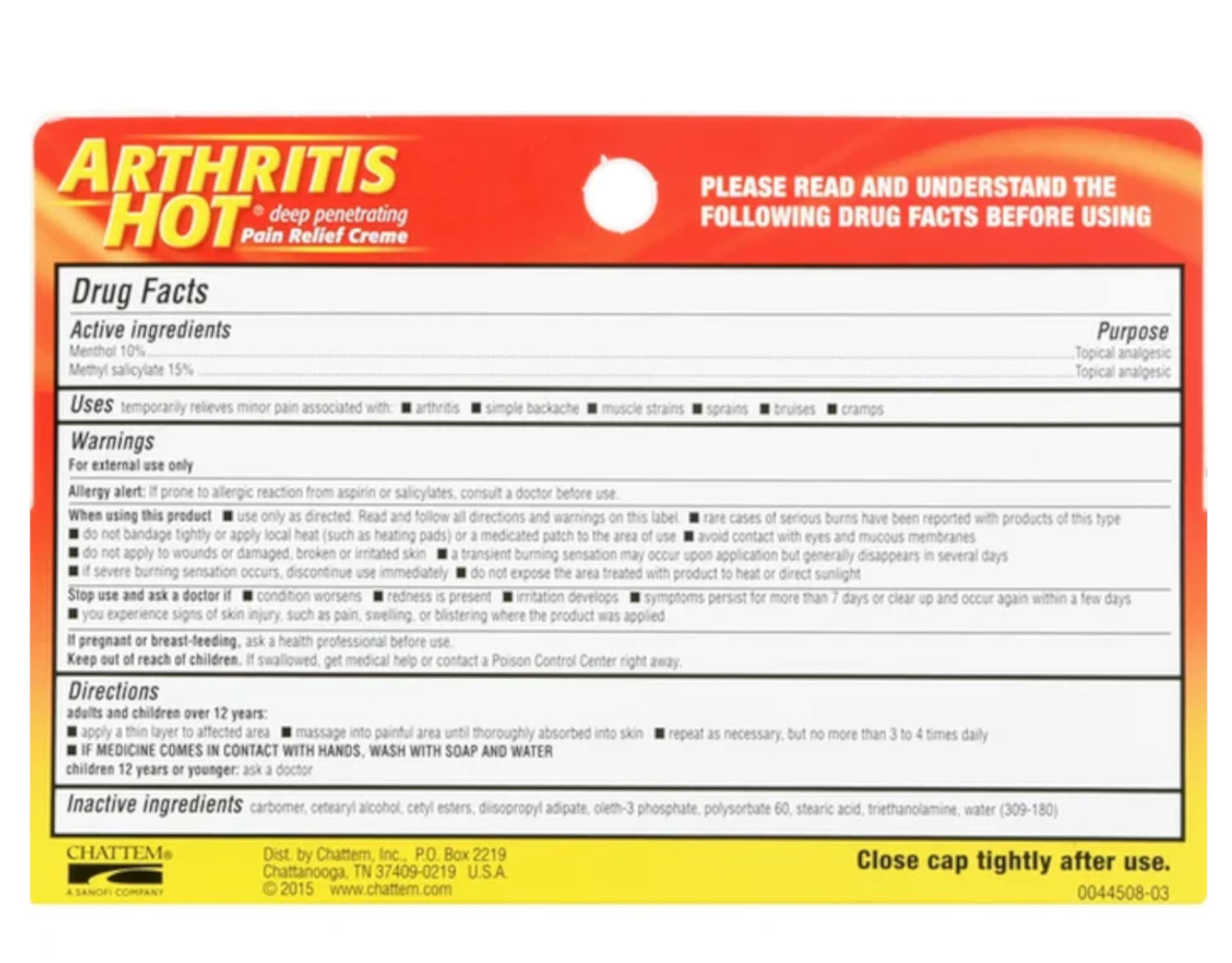 Arthritis Hot Pain Relief Creme 3 oz (Pack of 2) Chattem buy australia supplements
