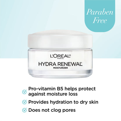 L'Oreal Paris Skincare Hydra-Renewal Face Moisturizer with Pro-Vitamin B5 for Dry Sensitive Skin, All-Day Hydration, 1.7 Oz L'Oreal Paris