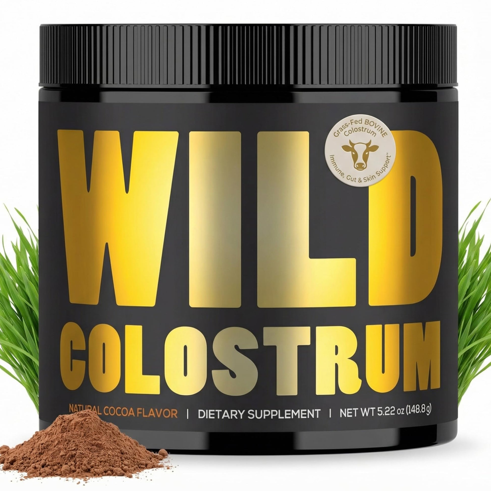Colostrum Supplement - Grass Fed Pure Bovine Colostrum Powder - 2000mg & 400mg IgG (calostro bovino) - Gut, Immunity, Skin, Hair Support - Sugar Free, Natural Cacao Flavour, 30 Servings Wild Foods buy australia supplements