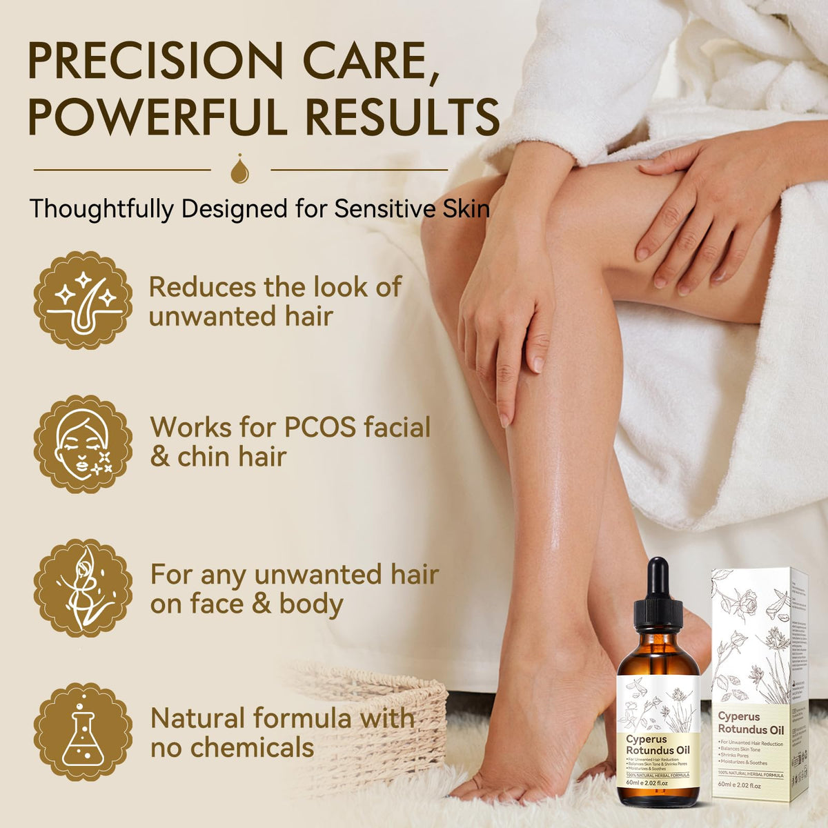 Cyperus Rotundus Oil, Natural for Reducing Body Hair Growth, Cyperus Rotundus Oil for Hair Removal, Reduces Unwanted Hair Growth, Reducing Body Hair Growth, Shrink Pores - 2.02 Fl Oz DLOMFVFQ