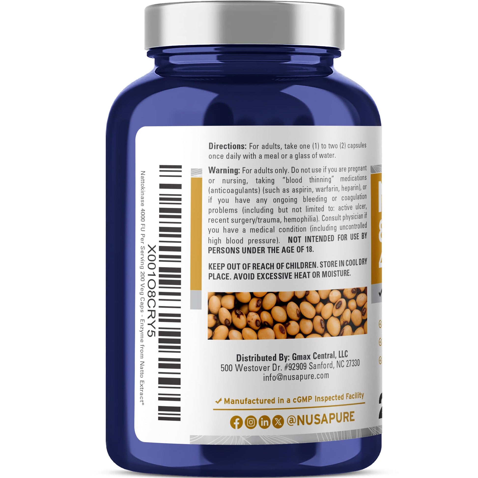 NusaPure Nattokinase 4000 FU 800mg, 200 Veggie Capsules (Vegan, Non-GMO) NusaPure buy australia supplements