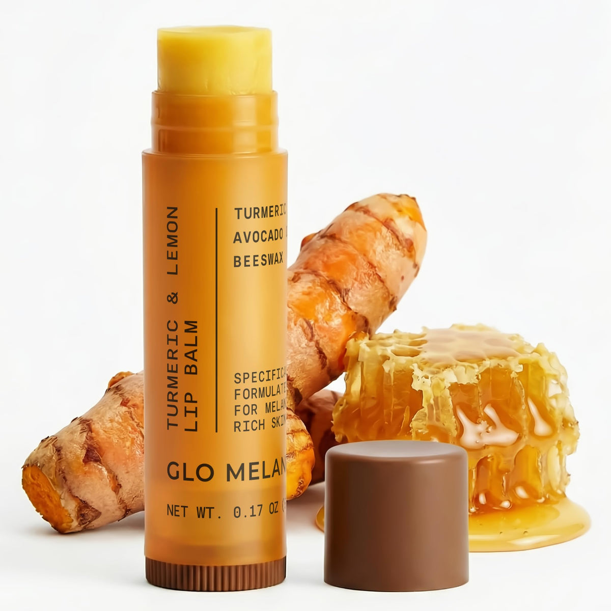 Glo Melanin Natural Lemon & Turmeric Lip Balm - Brighten, Nourish Dark Lips Glo Melanin