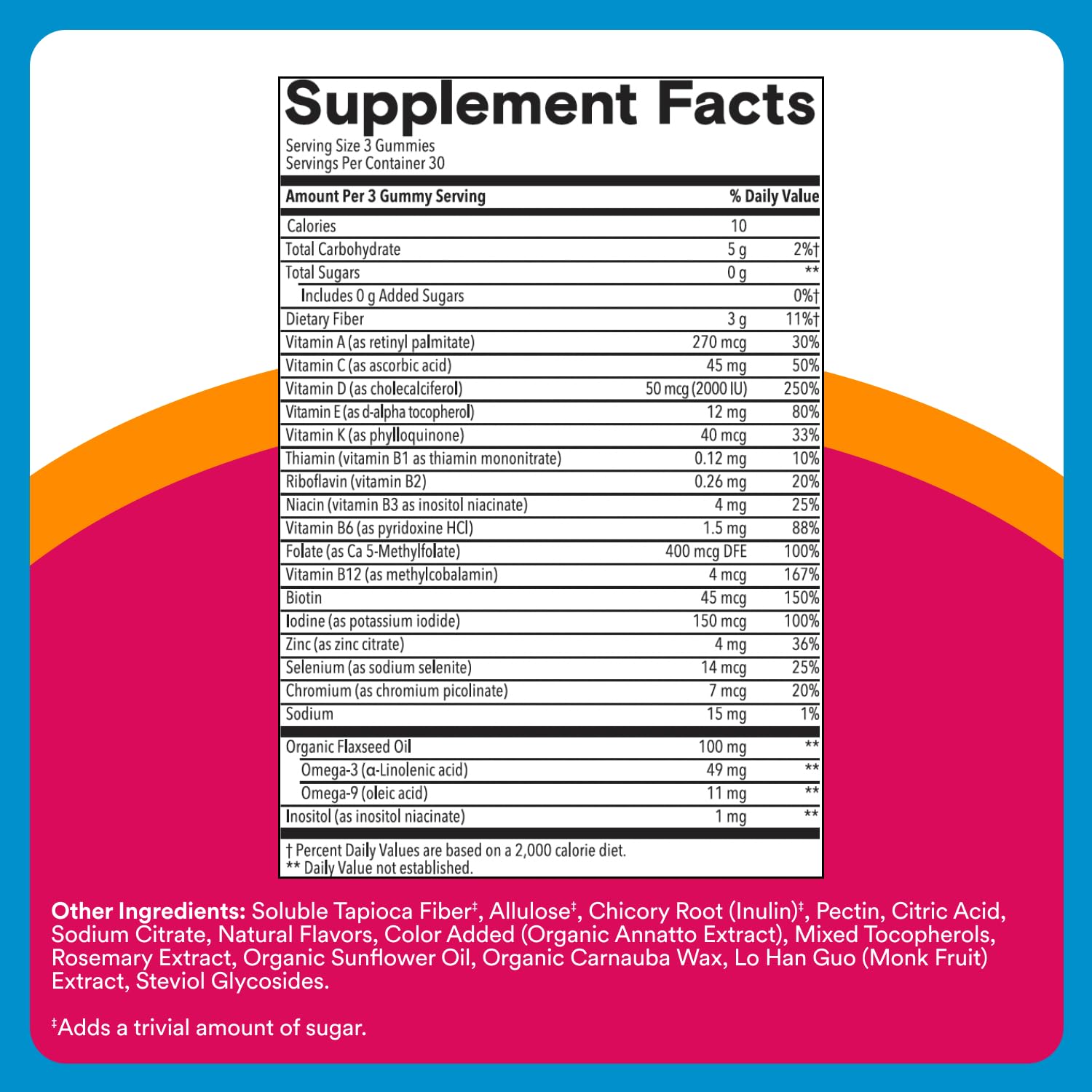 SmartyPants Zero Sugar Women’s Multivitamin Gummies: Biotin, Methylfolate, Omega 3 (ALA), Vitamin D3, C, Vitamin B12, B6, A, K, Zinc, Inositol SmartyPants buy australia supplements