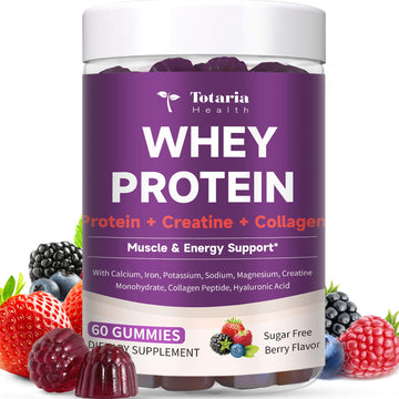 3 in 1 Whey Protein Gummies | Creatine Monohydrate | Collagen, 0 Sugar, Pure Protein Source, Muscle & Energy Support, Berry Flavor, for Women and Men Totaria buy australia supplements