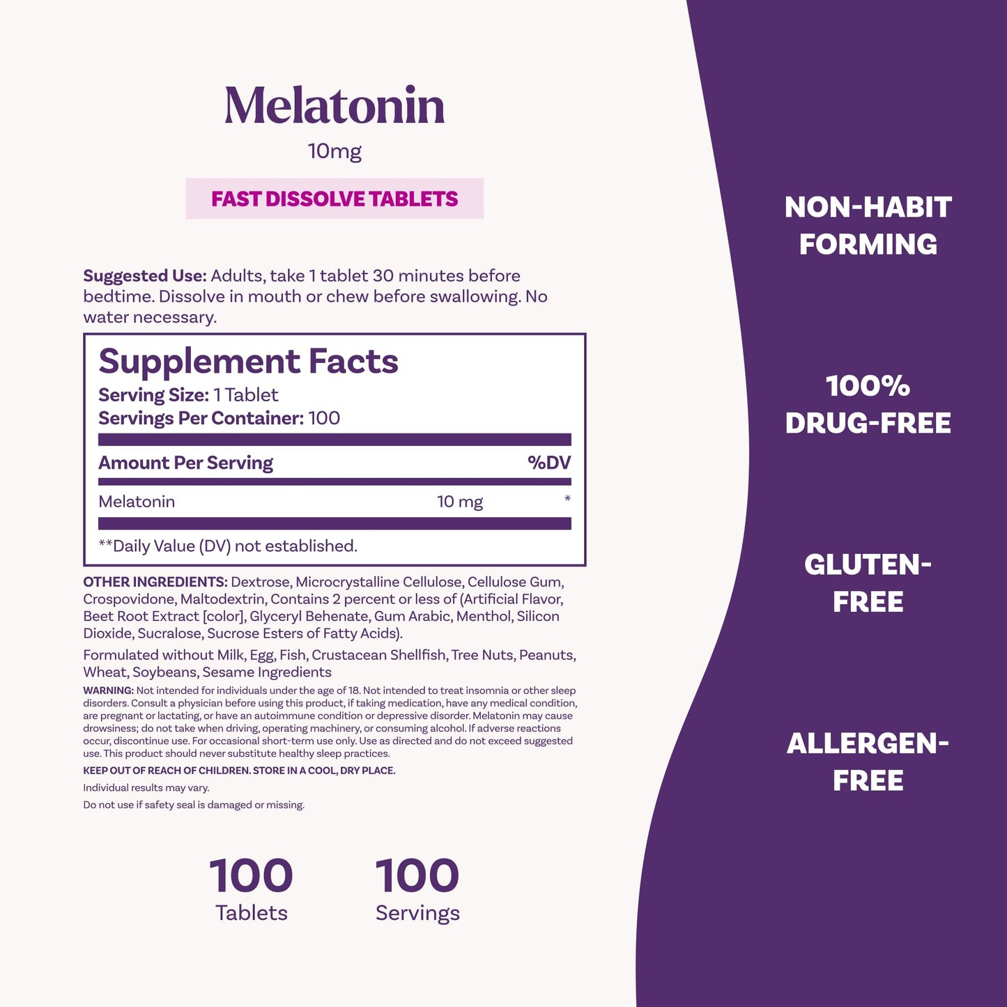 Natrol Melatonin 10mg Fast Dissolve Tablets - Strawberry Flavor, 100 Count, Sleep Support, Fast Dissolve Melatonin for Adults, 100-Day Supply Natrol