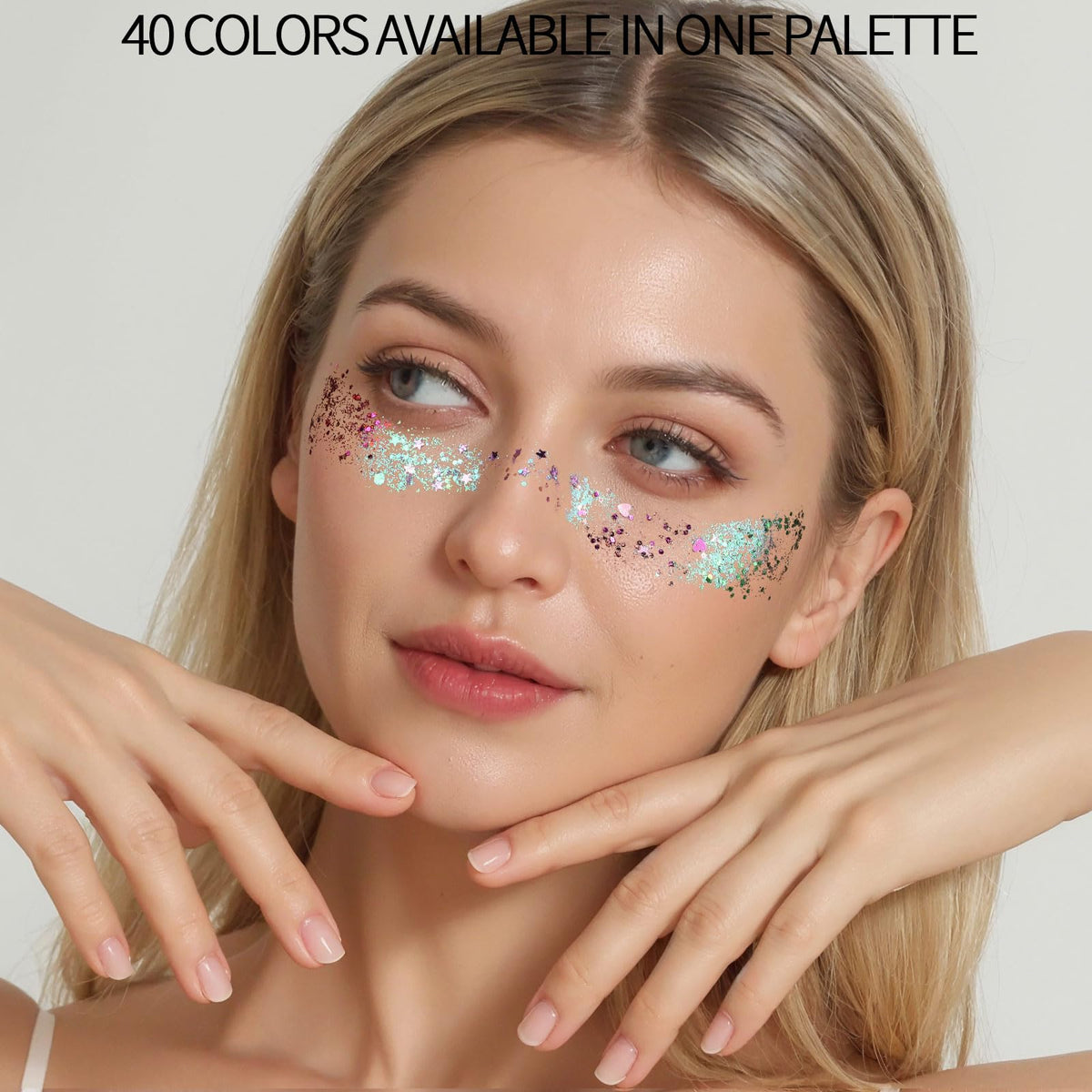 FANDAMEI 40 Colors Face Glitter, Face Paint Glitter Gel - Face Glitter for Women Girls, No Glue Needed, Multi-Purpose Glitter Makeup for Hair Face Body Halloween Rave Carnival Fandamei