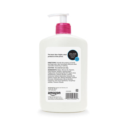 Amazon Basics Body Lotion For Dry Skin with Vitamins B5 & E, Clean Scent, 16 fl oz (Previously Solimo) Amazon Basics