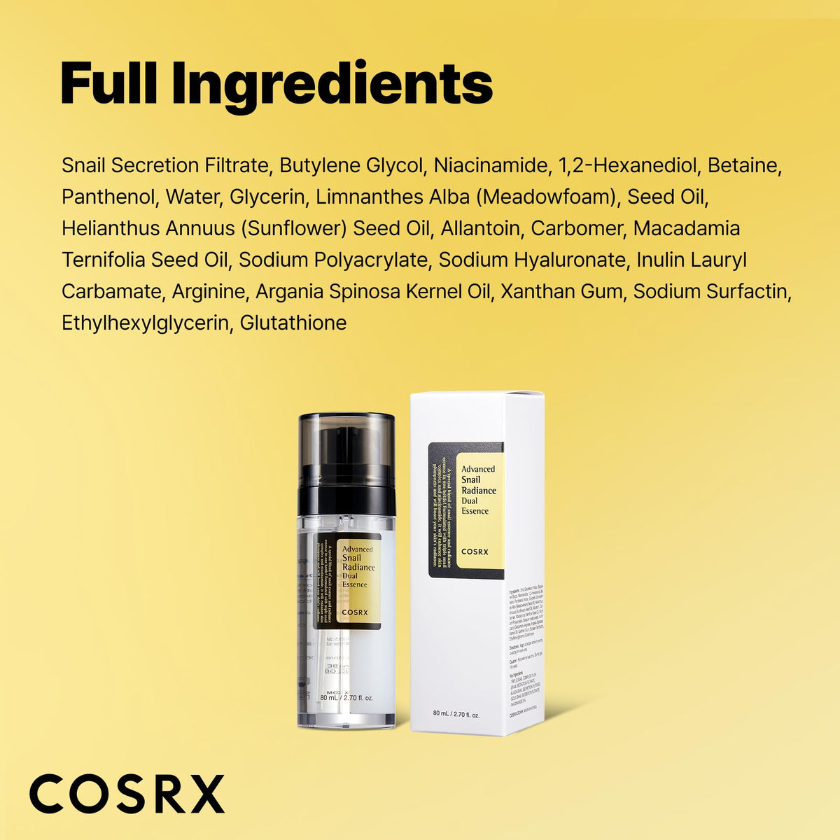 COSRX Snail Mucin 74% + Niacinamide 5% Dual Face Serum, 2.7 oz COSRX