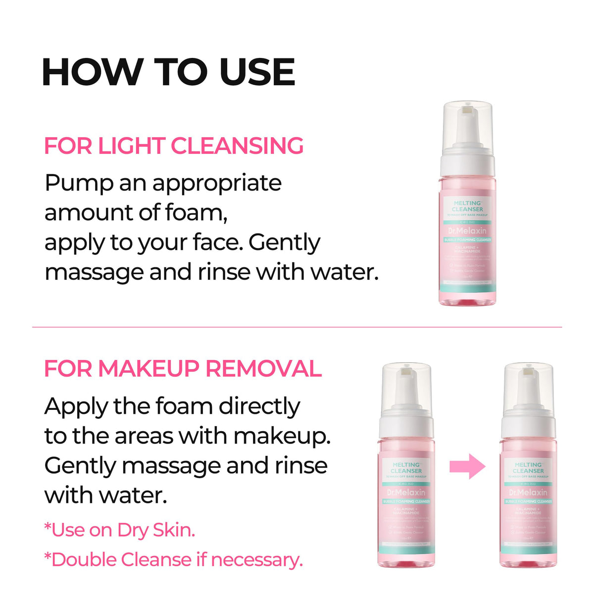Dr.Melaxin Melting Bubble Foaming Cleanser - Micellar Makeup Remover Face Wash with Calamine and Niacinamide, No Double Cleansing Needed, Gentle Foam Cleanser for Sensitive Skin, K-Beauty Dr.Melaxin
