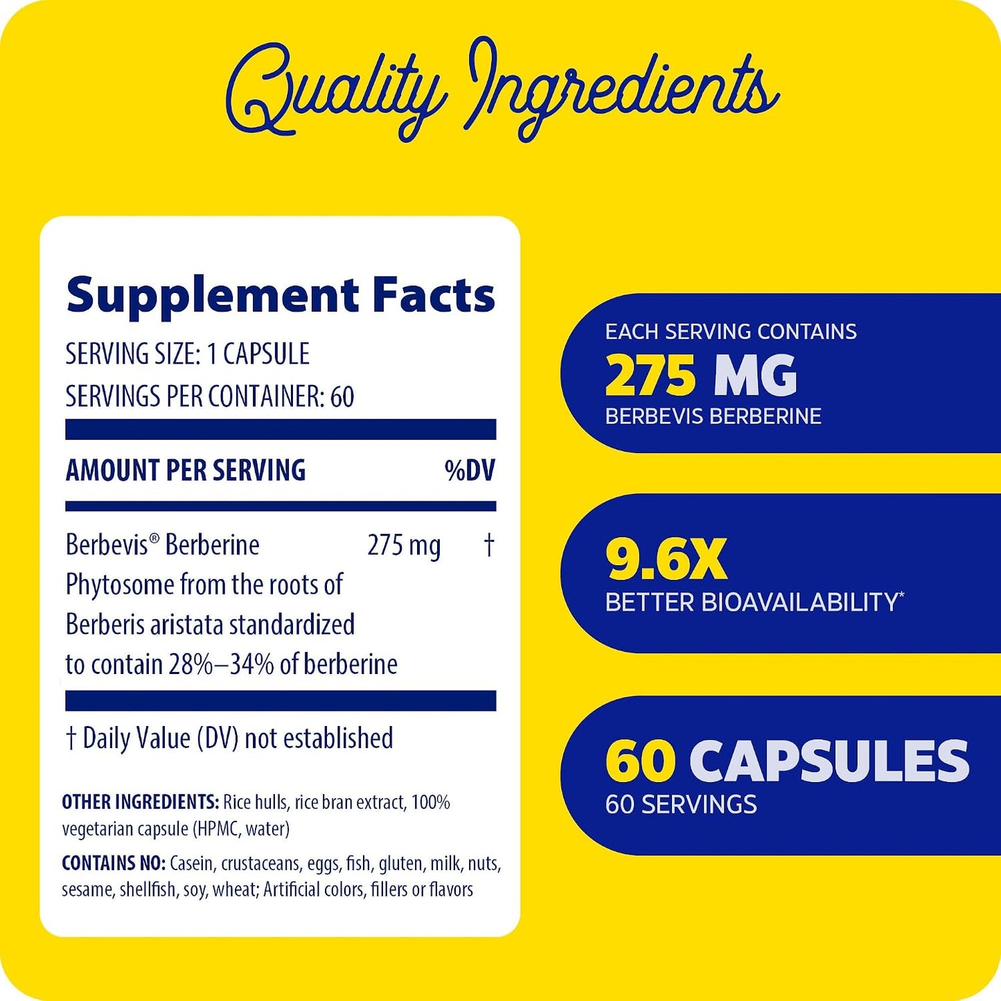 Enzymedica Berberine Phytosome High Absorption Supplement - Berbevis Berberine Phytosome Capsules for Men & Women, Bioavailable Formula, Natural Metabolic Health Support, Vegan, Gluten Free - 60 Caps Gsupps Australia