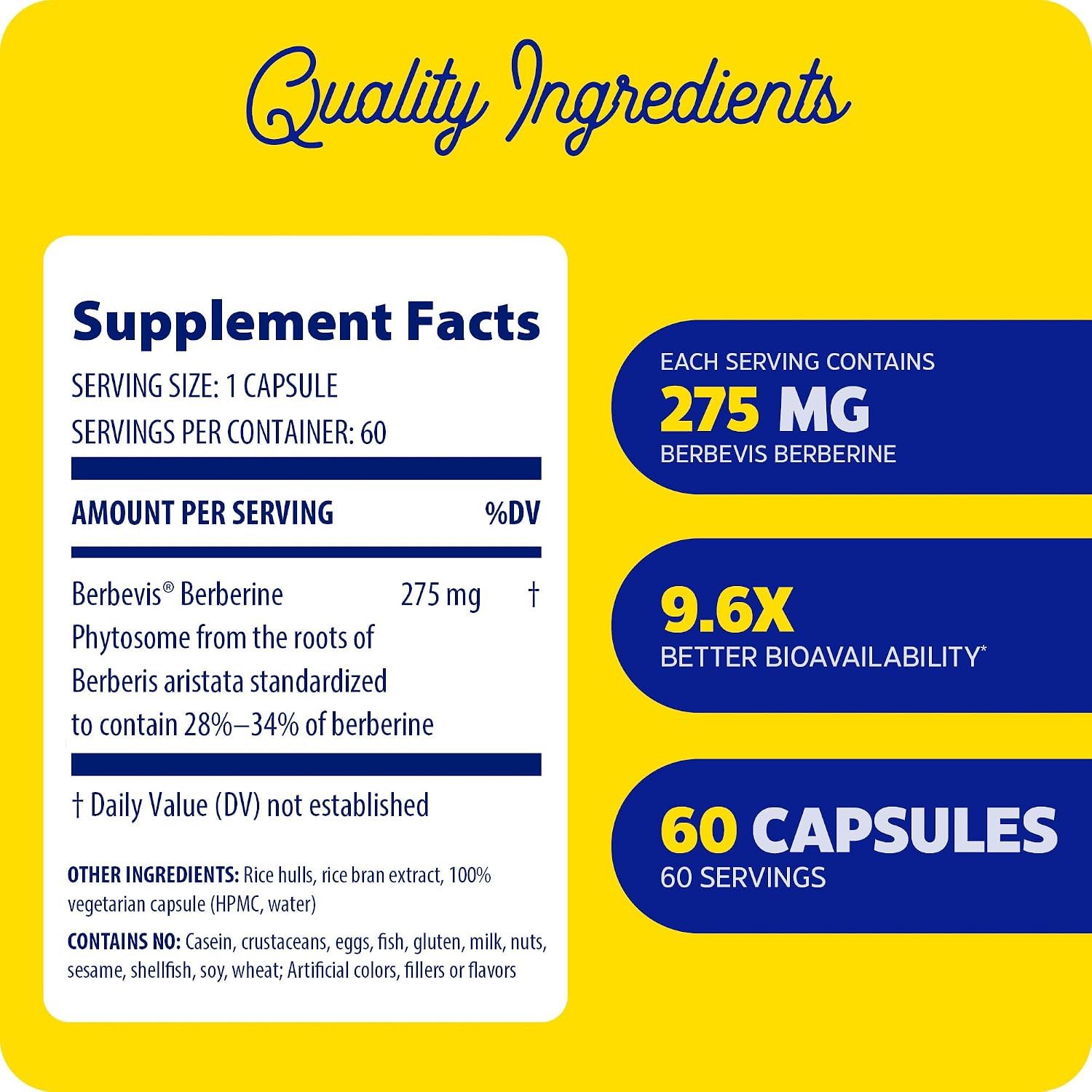 Enzymedica Berberine Phytosome High Absorption Supplement - Berbevis Berberine Phytosome Capsules for Men & Women, Bioavailable Formula, Natural Metabolic Health Support, Vegan, Gluten Free - 60 Caps Gsupps Australia