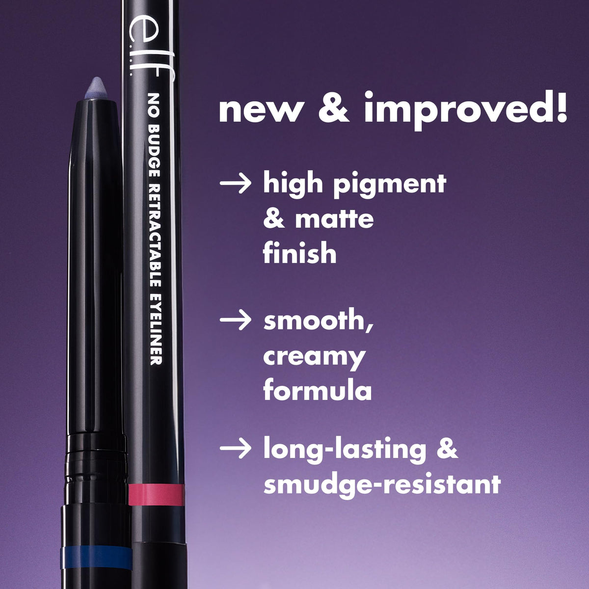 e.l.f. No Budge Retractable Eyeliner, Creamy, Ultra-Pigmented & Waterproof, Creates Bold & Defined Lines, Vegan & Cruelty-Free, Black e.l.f.