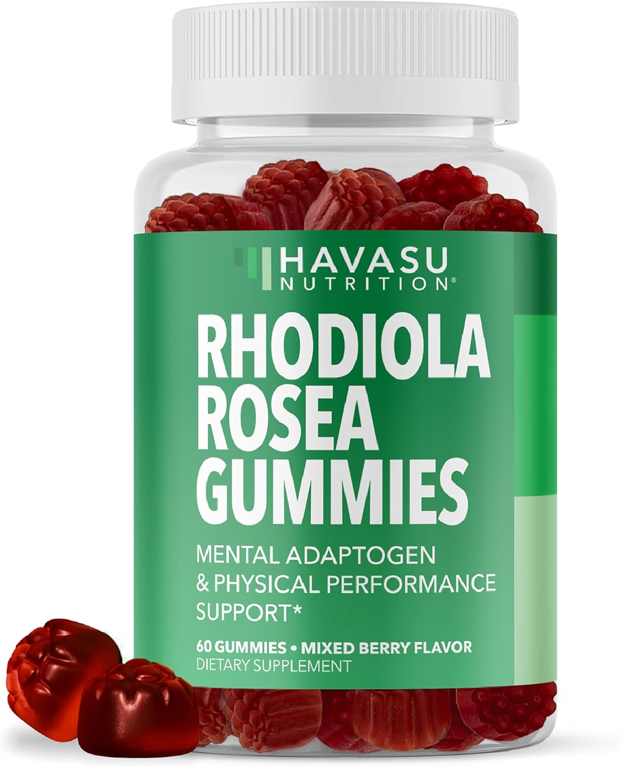 Rhodiola Rosea Gummies, Sugar Free Rhodiola Supplement, 30 Servings | Herbal Adaptogen for Mental Clarity and Performance, 60 Count, Vegan and Gluten-Free, Mixed Berry Flavor, 1-Month Supply Gsupps Australia