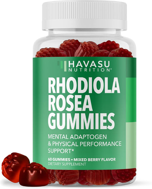 Rhodiola Rosea Gummies, Sugar Free Rhodiola Supplement, 30 Servings | Herbal Adaptogen for Mental Clarity and Performance, 60 Count, Vegan and Gluten-Free, Mixed Berry Flavor, 1-Month Supply Gsupps Australia