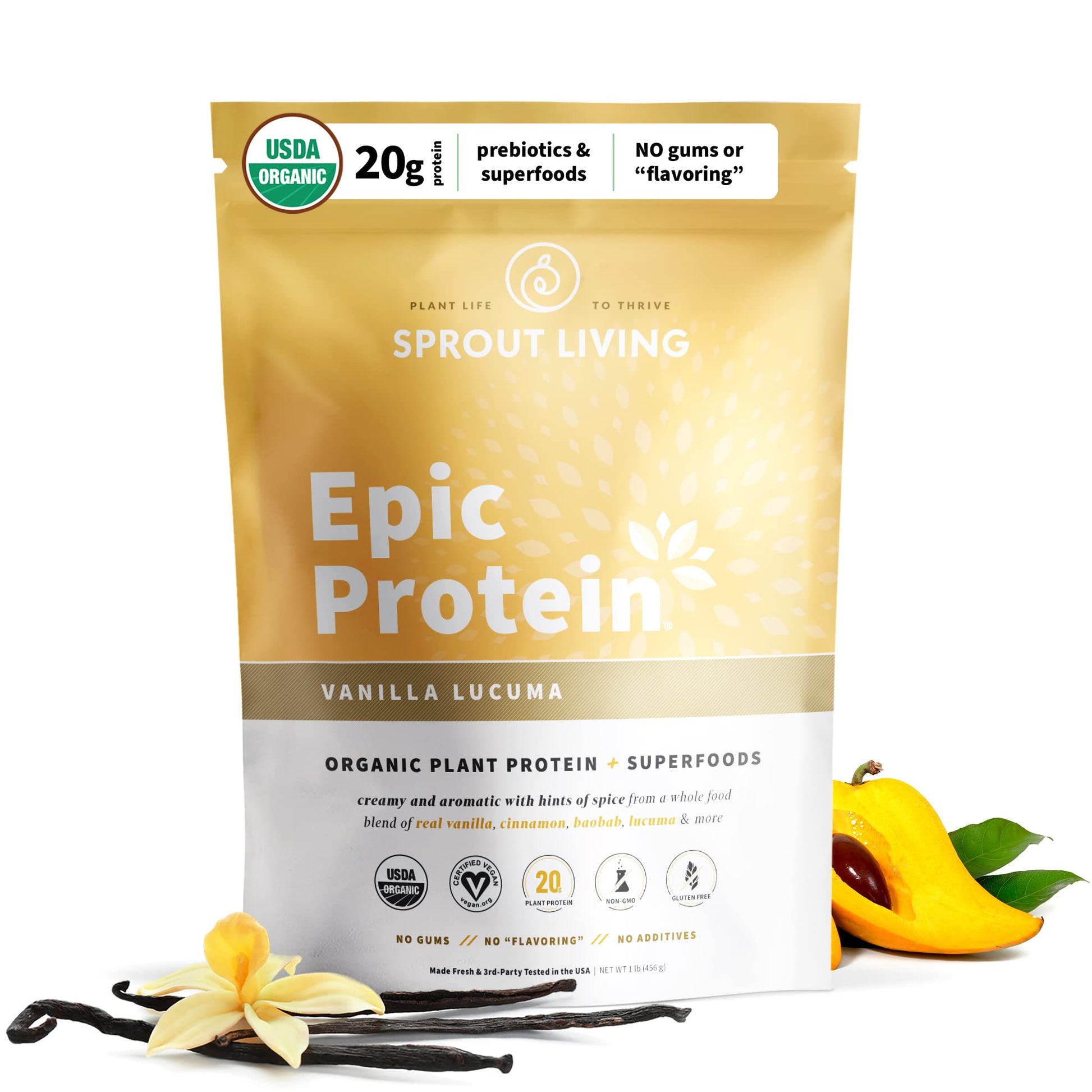 Sprout Living Epic Protein, Plant Based Protein & Superfoods Powder, Vanilla Lucuma Sprout Living buy australia supplements