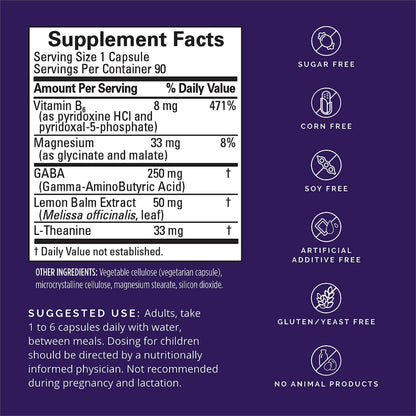 BRAINMD Dr Amen GABA Calming Support - 90 Capsules, Pack of 2 - Promotes Relaxation - Contains Magnesium, Vitamin B6 & Lemon Balm - 180 Total Servings
