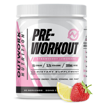 Outwork Nutrition Preworkout for Men & Women - Nootropic Pre Workout Without Creatine, Pre-Workout Powder with Taurine Rhodiola Citrulline Malate Beta Alanine Caffeine (Tropical Candy)