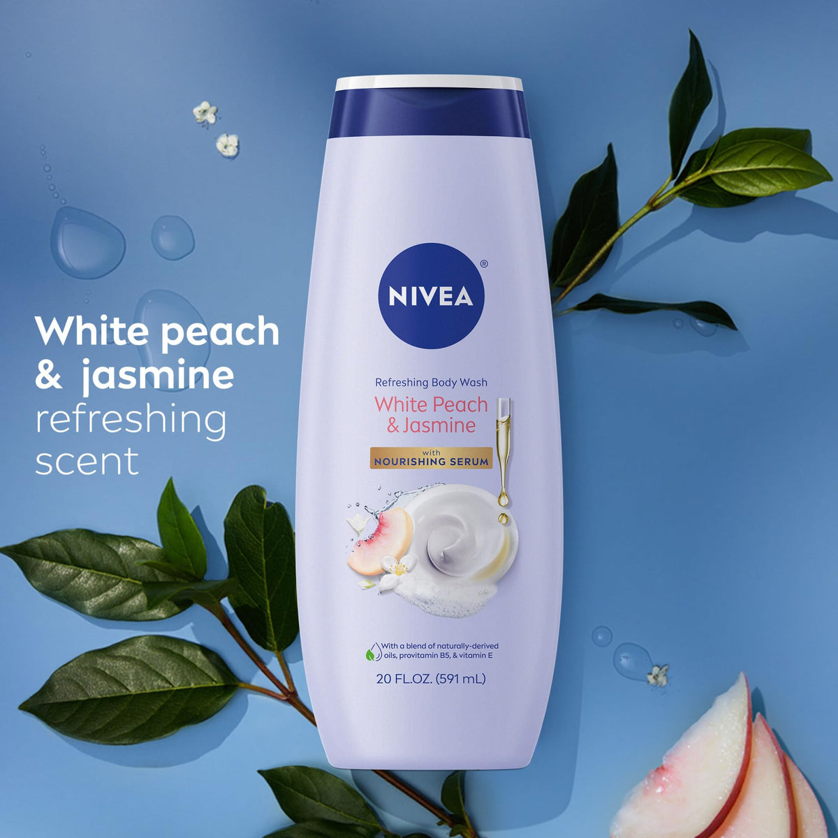 NIVEA Refreshing White Peach and Jasmine Body Wash, 20 FL OZ NIVEA