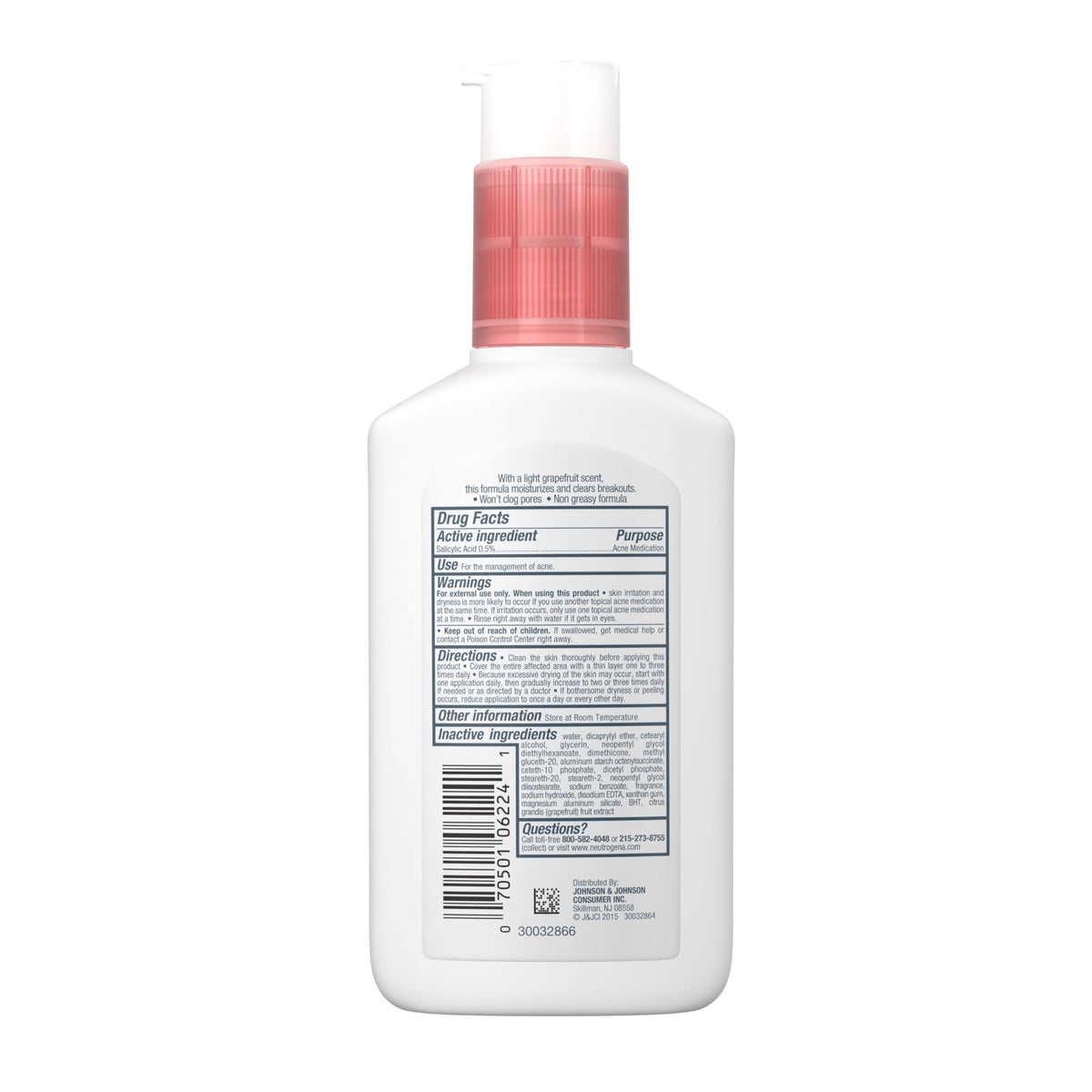 Neutrogena Oil Free Acne Moisturizer, Pink Grapefruit, 4 fl oz Neutrogena