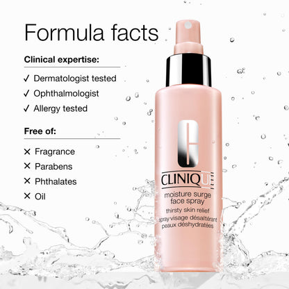Clinique Moisture Surge Face Spray Thirsty Skin Relief | Hydrating Face Mist for Glowing + Soothed Skin | Preps + Refreshes, 1 Fl Oz Clinique