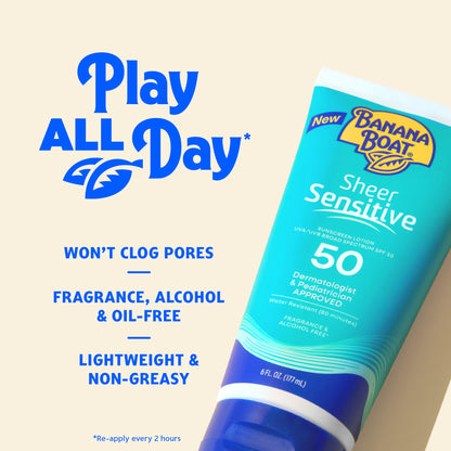 Banana Boat Sheer Sensitive Sunscreen Lotion SPF 50, 6 Fl Oz Banana Boat