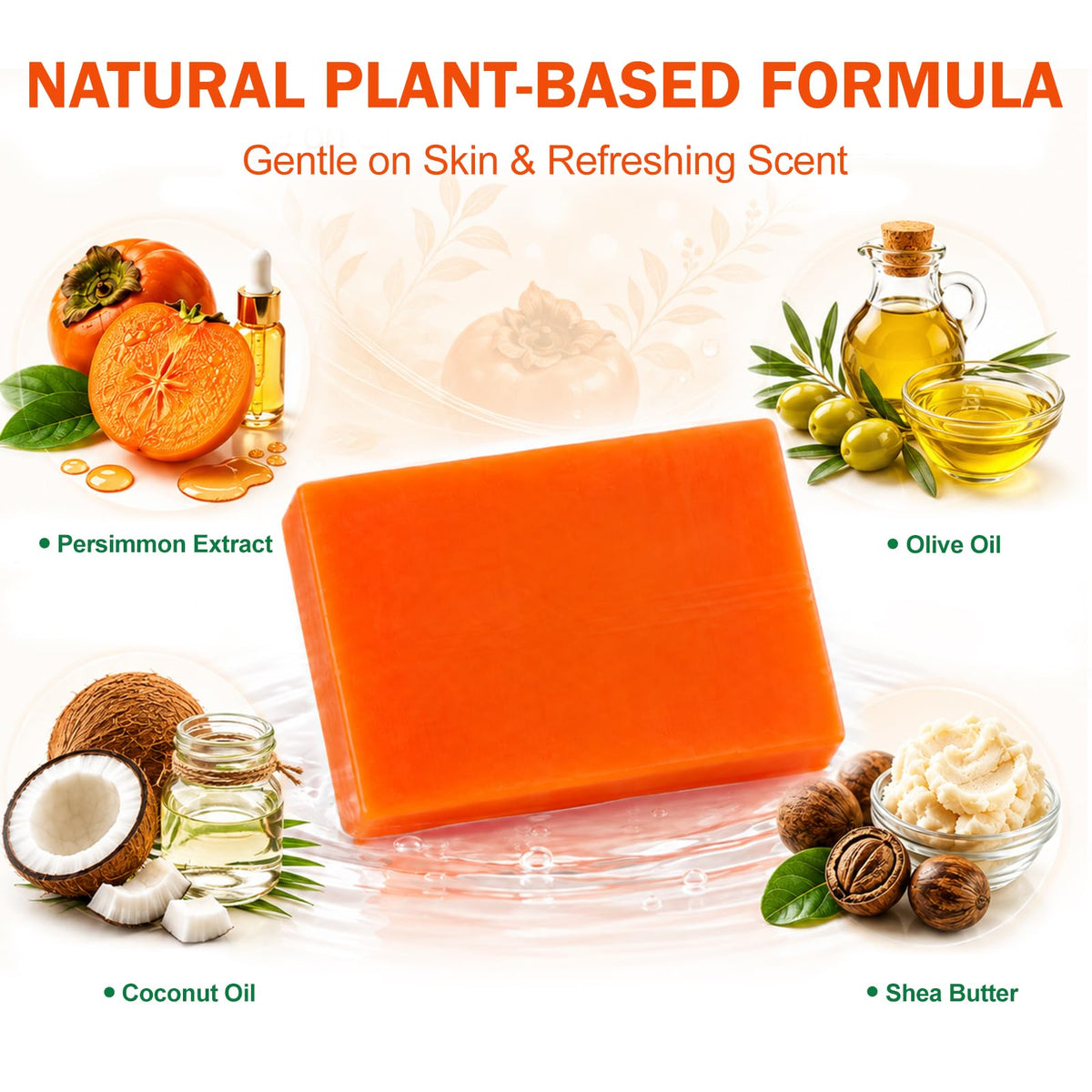OAKDOLCHE 5 Pcs 80g Persimmon Soap Bar for Old People Smell OAKDOLCHE